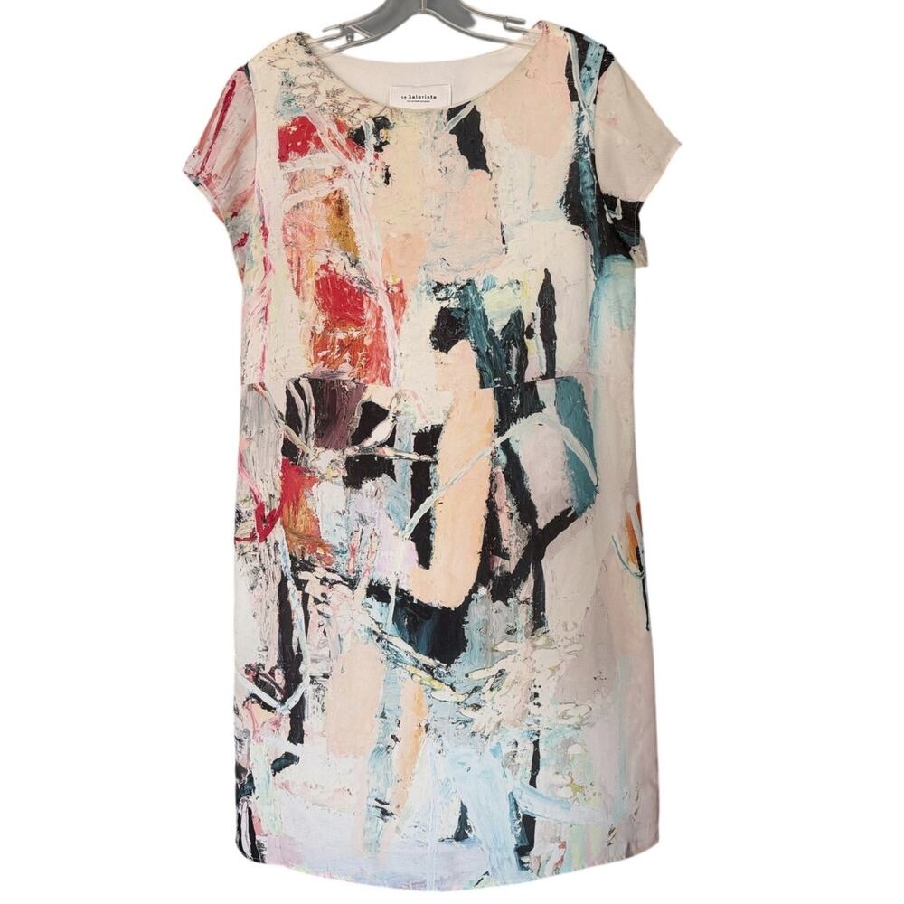 Le Galeriste Abstract Painterly Print Shift Dress Women's Medium Wearable Art